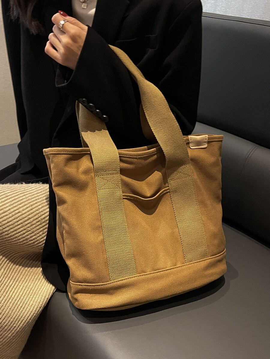 Bolso de compras con cinta de contraste, regalo del Día de la Madre para mamá - Marrón - Ver 1