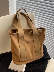 Bolso de compras con cinta de contraste, regalo del Día de la Madre para mamá - Marrón - Ver 2