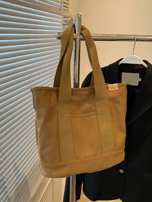 Bolso de compras con cinta de contraste, regalo del Día de la Madre para mamá - Marrón - Ver 3