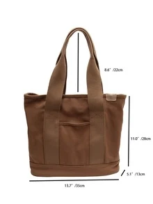 Bolso de compras con cinta de contraste, regalo del Día de la Madre para mamá - Marrón - Ver 4