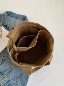 Bolso de compras con cinta de contraste, regalo del Día de la Madre para mamá - Marrón - Ver 5