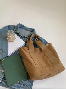 Bolso de compras con cinta de contraste, regalo del Día de la Madre para mamá - Marrón - Ver 6