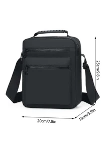 迷你男士简约方形包单肩包运动包高中大学生旅行包学院学校斜挎包单肩包侧包方形包节日旅行必备品夏季男友礼物男士礼物男士单肩包男士包斜挎包侧包返校学生学校用品秋季信使包男士包圆筒包复古款万圣节圣诞节 - 黑色 - 查看 4