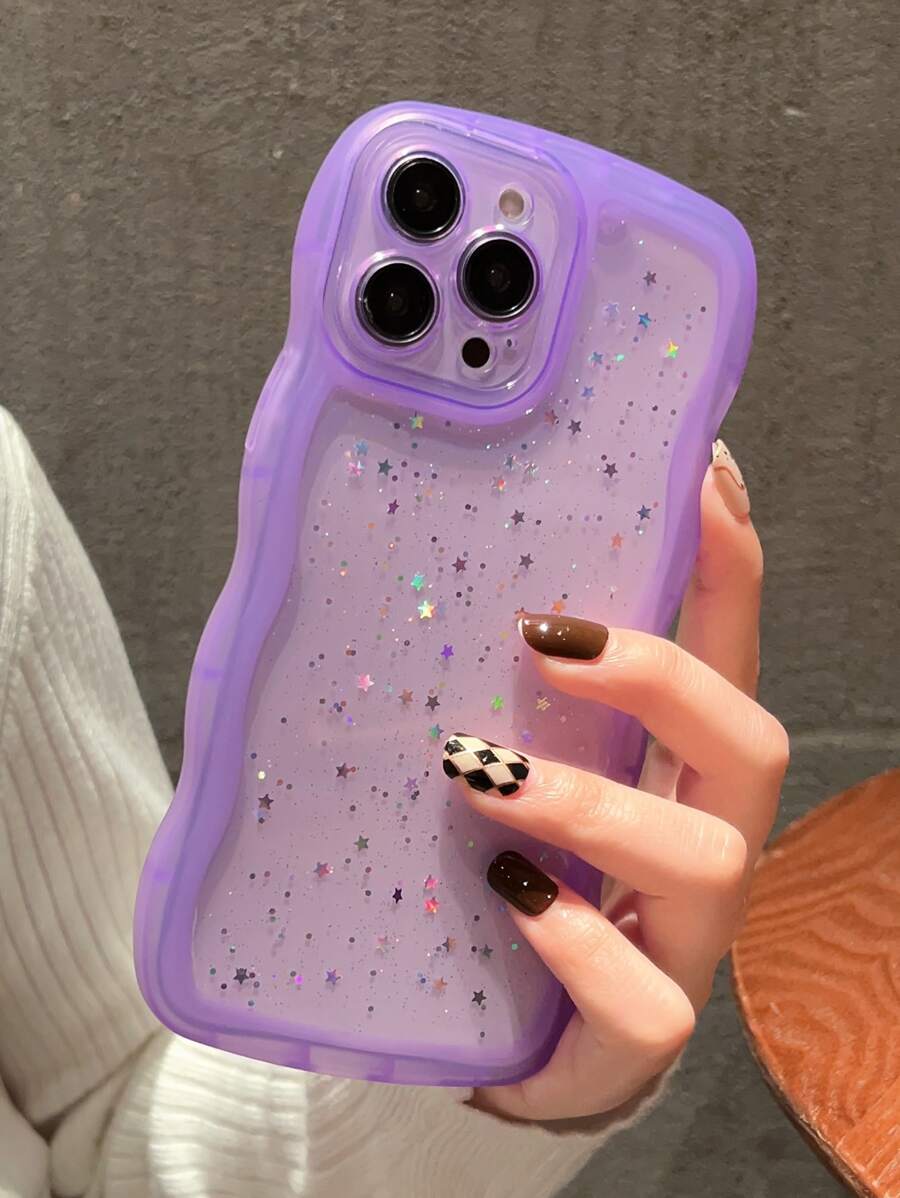 Glitter Clear Phone Case - Purple - View 1