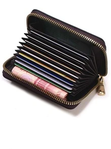 Litchi Embossed Card Holder - Brown - View 3