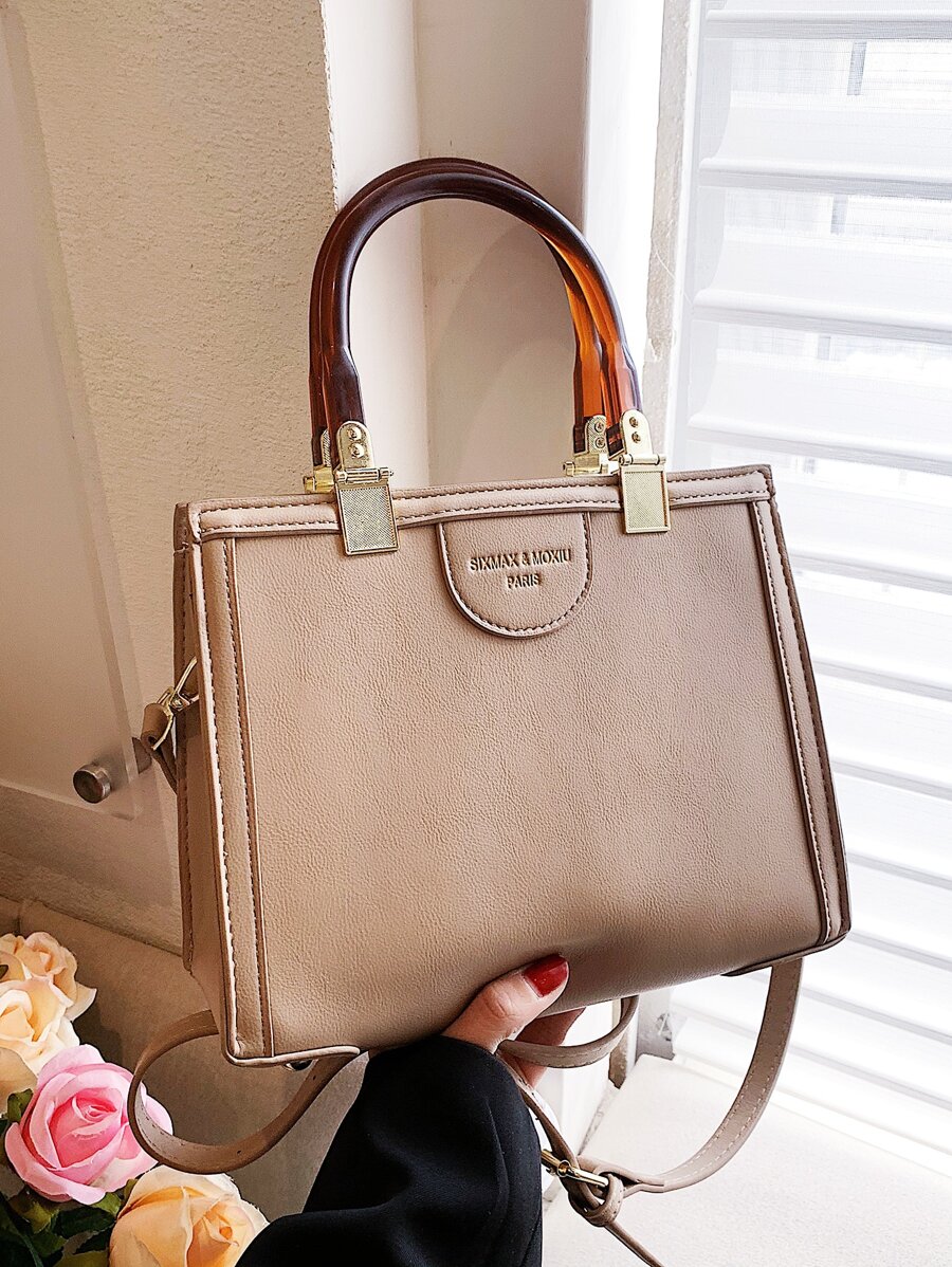 時尚素色難手提包適合女士帶大容量,合適的適用於派對和優雅場合