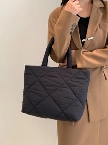 拼接細節肩托手提包，適用於女性的假日節日手袋 - 黑色 - 查看 4