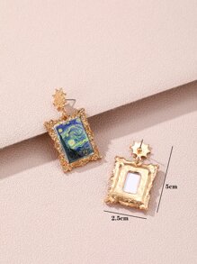 أقراط متدلي بطباعة لوحة