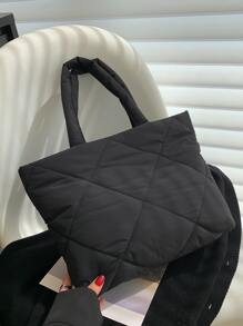 拼接細節肩托手提包，適用於女性的假日節日手袋 - 黑色 - 查看 5