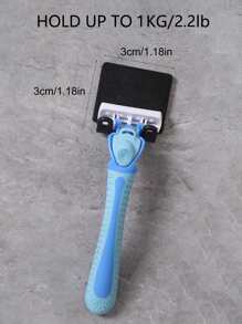 2pcs Bathroom Plastic Razor Holder, Storage Hook, Wall Men Shaving Shaver Shelf, Punch Free Razor Rack, Accessories Organization - Black - View 2