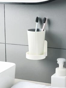 1pc Wall Mounted Multifunction Storage Rack - White - View 3