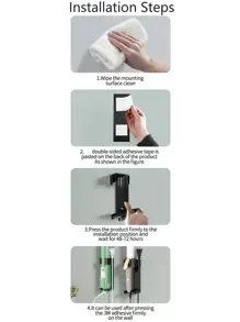 Black Space Aluminum Bathroom Storage Rack For Hair Curling Irons/Straighteners, Grey 1pc Bathroom Accessories - Black - View 7