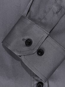 Manfinity Homme Áo sơ mi Nam Túi Nút phía trước Paisley Công việc - Xám - Xem 4