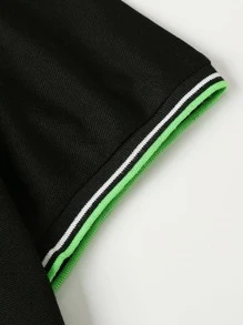 Manfinity Homme Men Striped & Giraffe Print Polo Shirt - Black - View 6