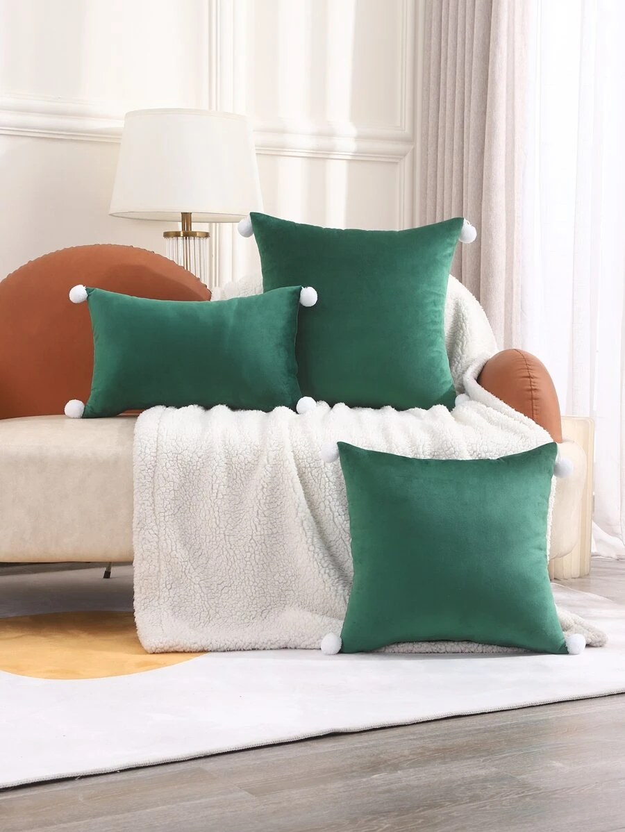 Miater 1入綠色球型毛絨枕套 - 綠色 - 查看 1
