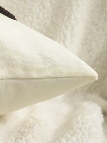 1pc Christmas Pillow Case With Realistic Embroidered Reindeer On Burlap - Multicolor - View 3