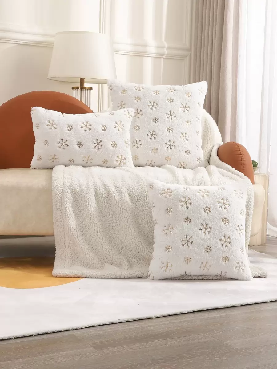Miater 1入組亮片雪花圖案靠墊套不附帶墊芯 - 彩色 - 查看 1