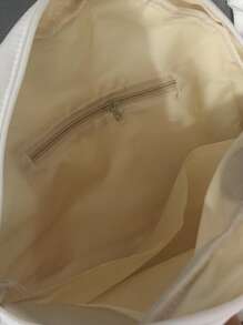 Túi tote đeo vai thiết kế chữ & phim hoạt hình mèo túi đi học dành cho sinh viên mới tốt nghiệp, cô gái tuổi teen, sinh viên năm nhất, sinh viên năm hai, trung học cơ sở và trung học phổ thông, đại học & trung học phổ thông, hoàn hảo cho hoạt động ngoài trời, du lịch và quay lại trường học - trắng - Xem 4