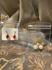 100pcs Jewelry Storage Ziplock Bag, Small Clear PVC Jewelry Storage Bag, Gift Wrapping Bag For Party - View 1