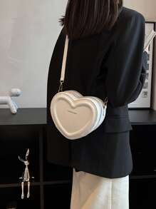 Mini New Heart Shaped Personalized Handbag - White - View 3