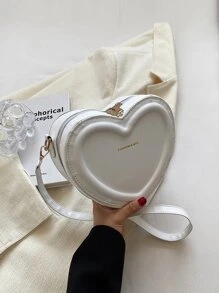 迷你字母細節愛心設計異形包 - 白色 - 查看 1