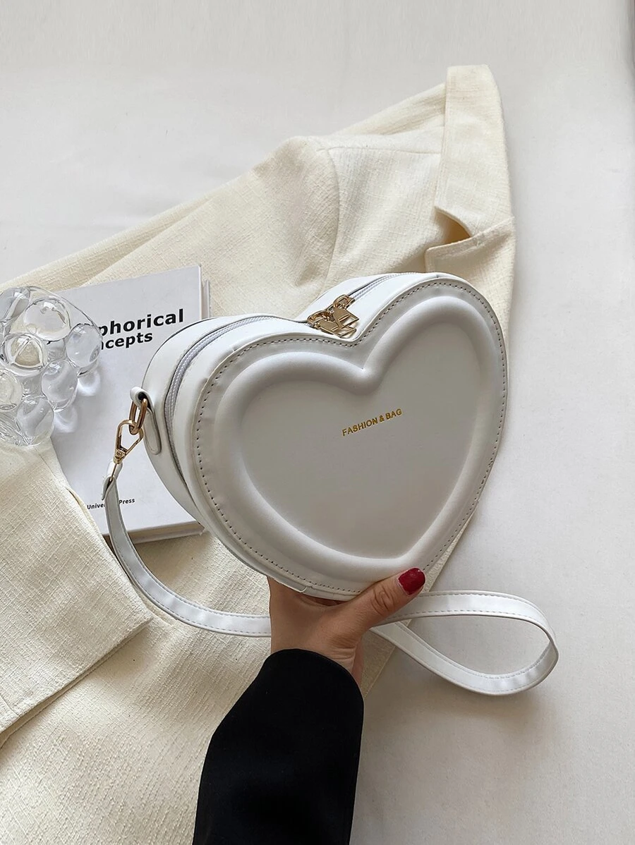 迷你字母細節愛心設計異形包 - 白色 - 查看 1
