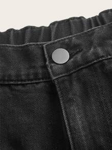 Plus High Waist Mom Fit Jeans - Dark Grey - View 3