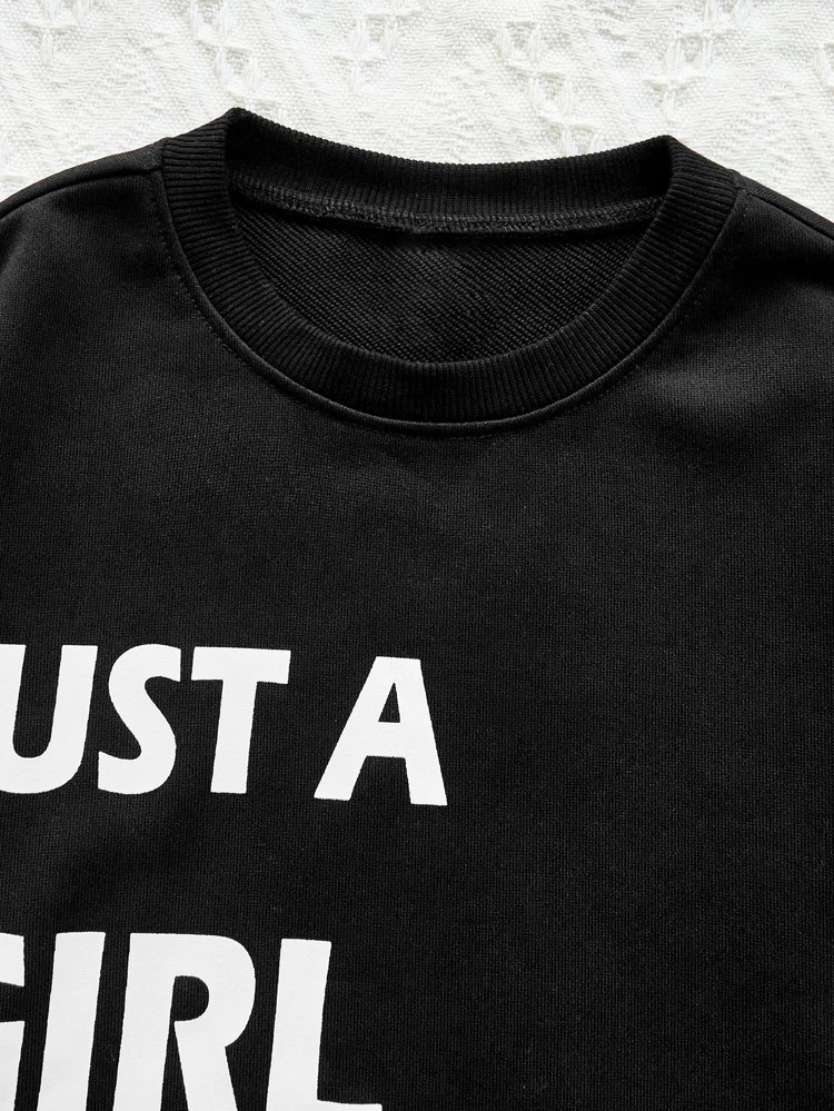 Tween Girl Slogan Graphic Pullover & Cow Print Leggings