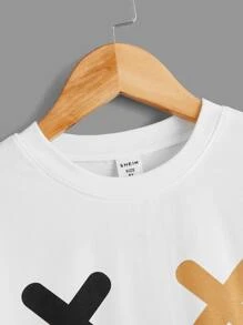 SHEIN Explorewe Boys Cartoon Graphic Drop Shoulder Tee - White - View 4