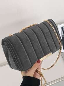 幾何極簡孔眼鍊帶方形袋適用於商務/通勤/工作/辦公 - 灰色 - 查看 3