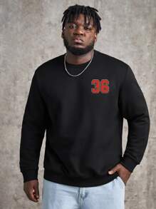 Manfinity Men Plus Letter Graphic Sweatshirt - Black - View 2