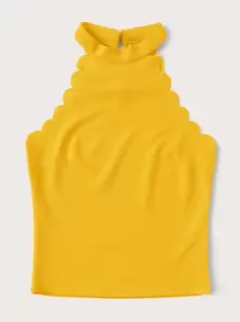 SHEIN Clasi 貝殼邊繞頸上衣 - 黃色 - 查看 5