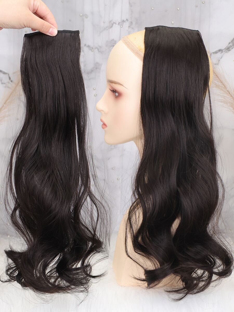 1 pieza Extensión del pelo con clip largo rizado sintético - Negro - Ver 1