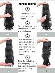 1 pieza Extensión del pelo con clip largo rizado sintético - Negro - Ver 5