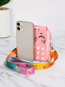 Mini Cat-shaped Transparent Bubble Shoulder Bag - Pink - View 3