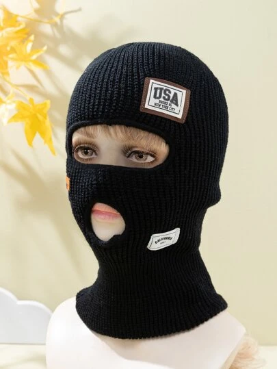 1 件秋冬男女彈性針織帽時尚街頭嘻哈帽搭配品牌面具 Y2k 保暖無簷小便帽