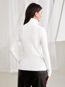 Seusyu Turtleneck Ribbed Knit Jumper - White - View 2