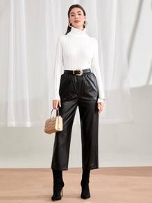 Seusyu Turtleneck Ribbed Knit Jumper - White - View 3