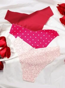 3入組字母和心形圖案無痕內褲套裝