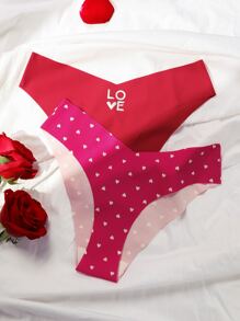 3入組字母和心形圖案無痕內褲套裝