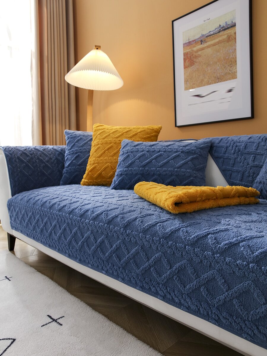 1入組素色沙發巾 - 寶藍色 - 查看 1