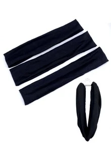 3入組素色髮帶 - 黑色 - 查看 2