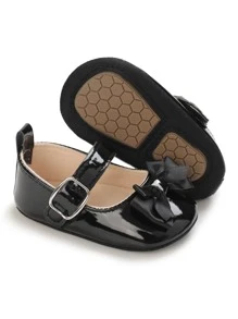 Baby Bow Decor Mary Jane Flats - Black - View 2