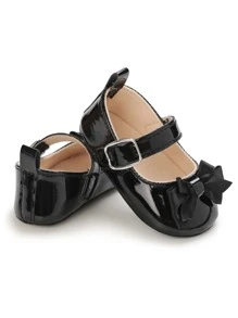 Baby Bow Decor Mary Jane Flats - Black - View 3
