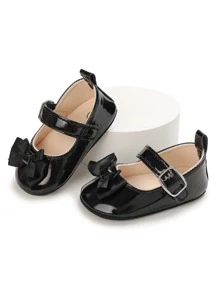 Baby Bow Decor Mary Jane Flats - Black - View 4