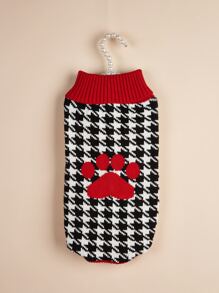 爪子和千鳥格圖案寵物毛衣 - 彩色 - 查看 2