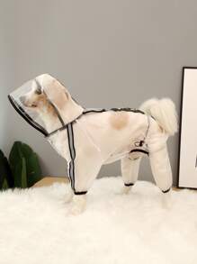 1pc Letter Graphic Clear Hooded Pet Raincoat - Clear - View 2
