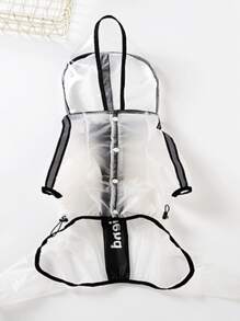 1pc Letter Graphic Clear Hooded Pet Raincoat - Clear - View 5