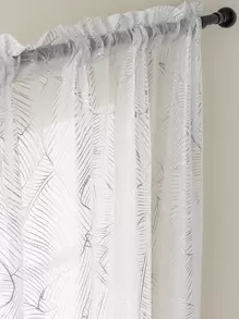 葉子圖案單片透視窗簾 - 米色 - 查看 4