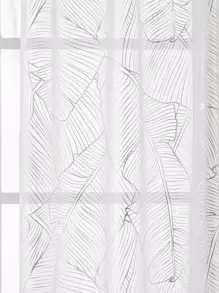 葉子圖案單片透視窗簾 - 米色 - 查看 6